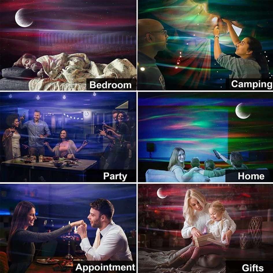 Lumitero Nordic Lamp LED Starry Projection Built-in Bluetooth Speaker and Remote Multi-Color Night Lamp