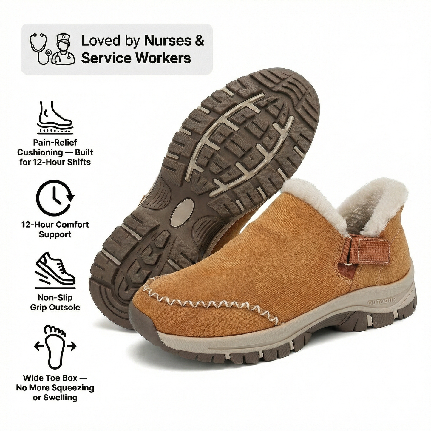 12-Hour Shift Clogs — Plantar Fasciitis & Heel Relief for Back Pain, Bunions & Wide Feet (BOGO)