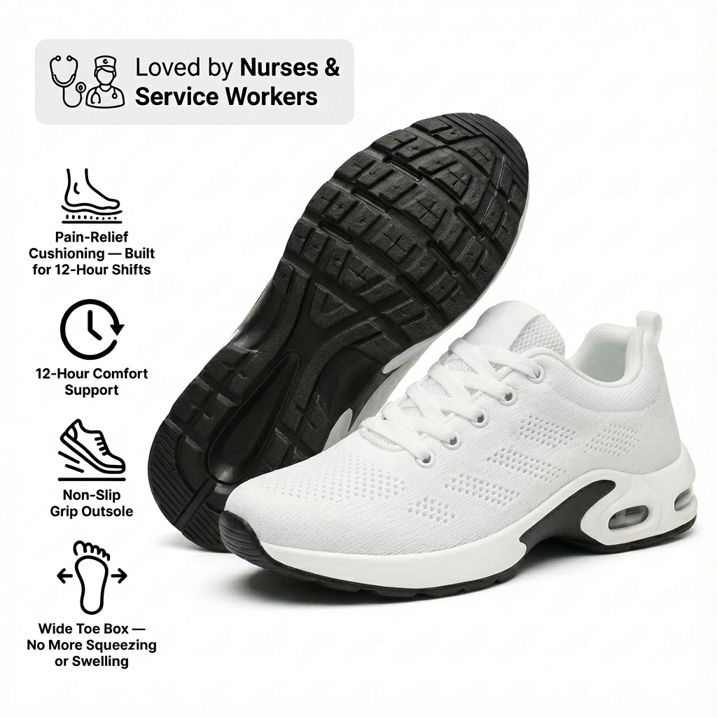 12-Hour Shift Shoes for All-Day Foot, Knee & Back Pain Relief (BOGO)