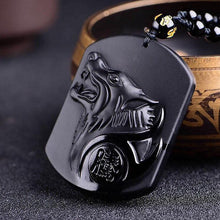 Halskette mit schwarzem Obsidian Wolf - Für Schutz
