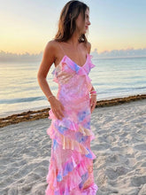 Fiorella – Floral Ruffle Backless Maxi Dress