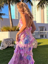 Fiorella – Floral Ruffle Backless Maxi Dress