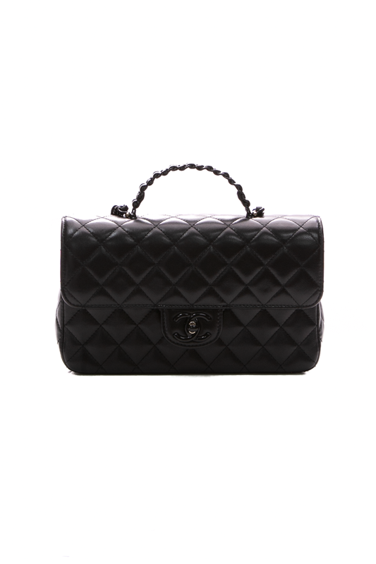 So Black Small Flap Bag With Top Handle