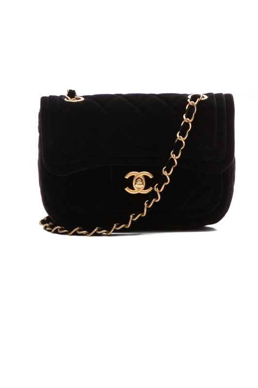 Velvet Double Frame Mini Flap Bag