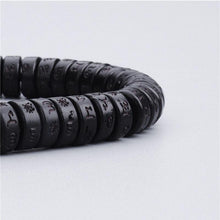 Perlenarmband aus Kokosnuss-Schalen mit eingraviertem Mantra - Weisheit & Spirituelle Energie