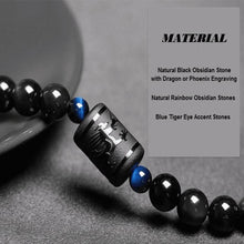 Drachen und Phoenix Obsidian Wickelarmband - Ehrlichkeit & Unendliche Liebe