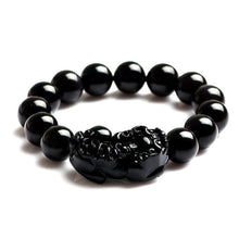 Obsidian Perlen Armband mit Pixiu - Schutz des Wohlstands