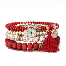 Hamsa Hand Böses Auge Boho Armband Set - Schutz gegen Bösen Blick