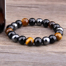 Armband für dreifachen Schutz - Tigerauge, Obsidian, Hämatit