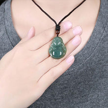 Jade-Kette mit lachendem Buddha - Für Zufriedenheit