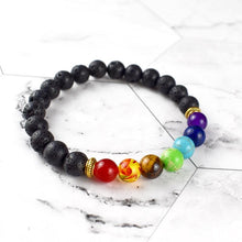 7 Chakra Lavastein Armband - Diffusor für ätherische Öle