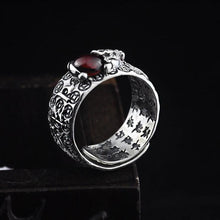 Natürlicher Granat Pixiu Ring - Feng Shui Ring für Reichtum
