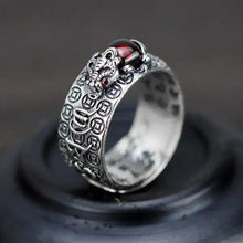 Natürlicher Granat Pixiu Ring - Feng Shui Ring für Reichtum