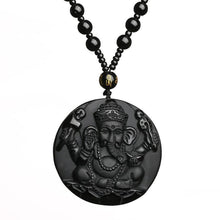 Obsidian Lord Ganesha Anhänger Hindu Kette - Halskette für Erfolg