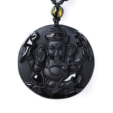 Obsidian Lord Ganesha Anhänger Hindu Kette - Halskette für Erfolg