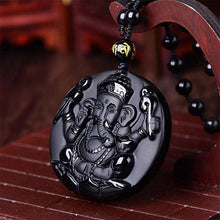 Obsidian Lord Ganesha Anhänger Hindu Kette - Halskette für Erfolg