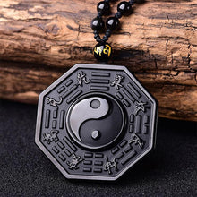 Obsidian Yin und Yang Halskette - Bagua Anhänger