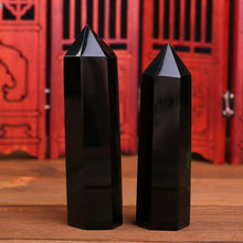 Schwarzer Obsidian Heilkristall Obelisk - Schutz Kristall