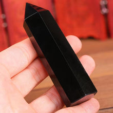 Schwarzer Obsidian Heilkristall Obelisk - Schutz Kristall