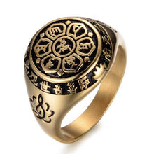 Lotus Mantra Ring – Om Mani Padme Hum - Silber, Gold