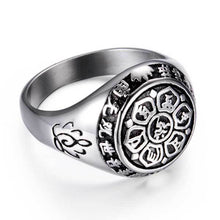 Lotus Mantra Ring – Om Mani Padme Hum - Silber, Gold