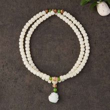 Weißes Jade Bodhi Samen Mala - 108 Perlen Armband/ Halskette