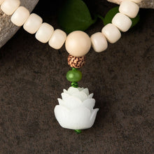 Weißes Jade Bodhi Samen Mala - 108 Perlen Armband/ Halskette